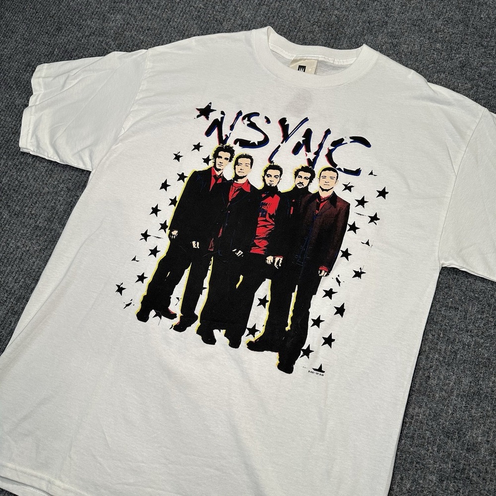 NSYNC VINTAGE 2001 Y2K Popodyssey Tour Winterland Tag Size XL‎ White tee